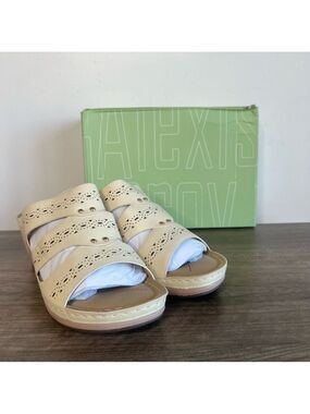 Alexis Leroy Platform Wedge Women's Slide Sandal Size 7 #B1401